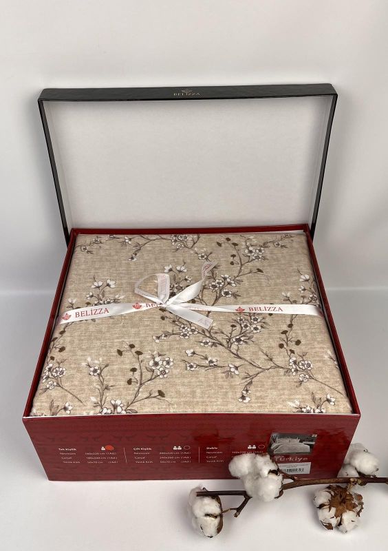 Постільна білизна Belizza фланель 160x220 Leaf Beige