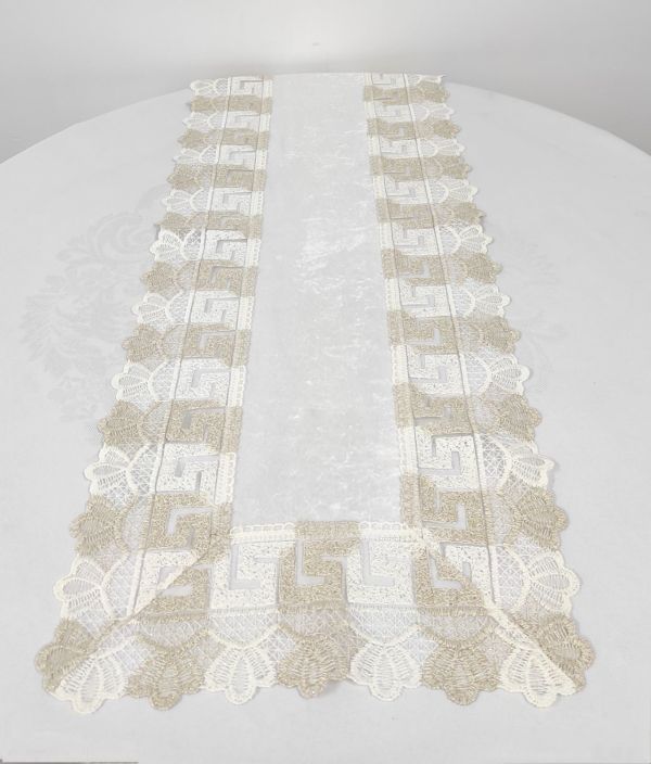 Доріжка велюрова Acme з мереживом 40*100 Vefa Cream-Gold