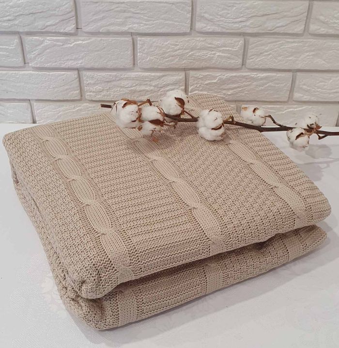 Плед вязаний Issihome Beige 220х240