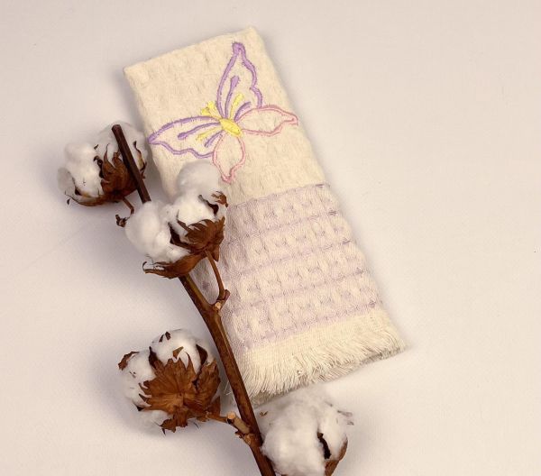 Вафельний кухнний рушник 45х65 Butterfly Purple