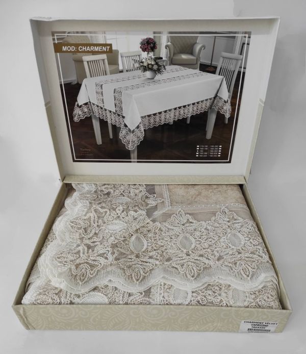 Скатертина Велюр Acme Tekstil 160x300 Charment Capiccino