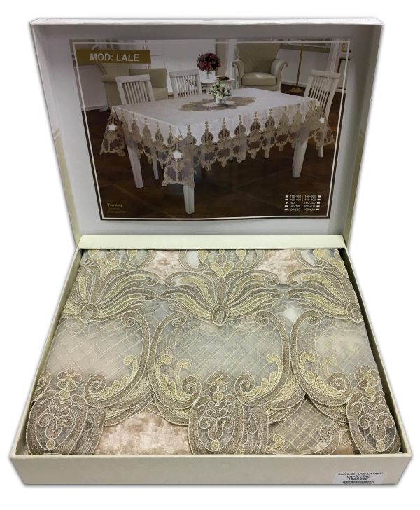 Скатертина Велюр Acme Tekstil 110x160 Lale Cappicino