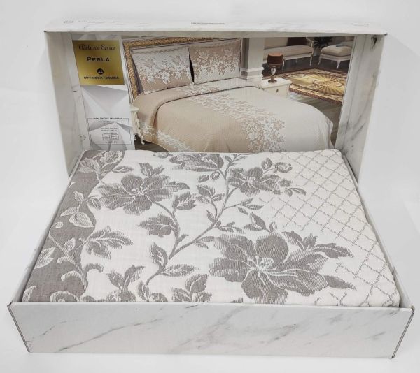 Покривало My Bed Жакард 240x260 з наволочками Perla Cappucino