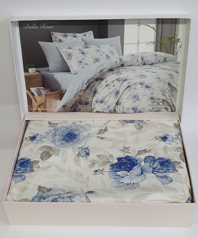 Постільна білизна Maison D'or ранфорс Bella Rose 200х220 Blue