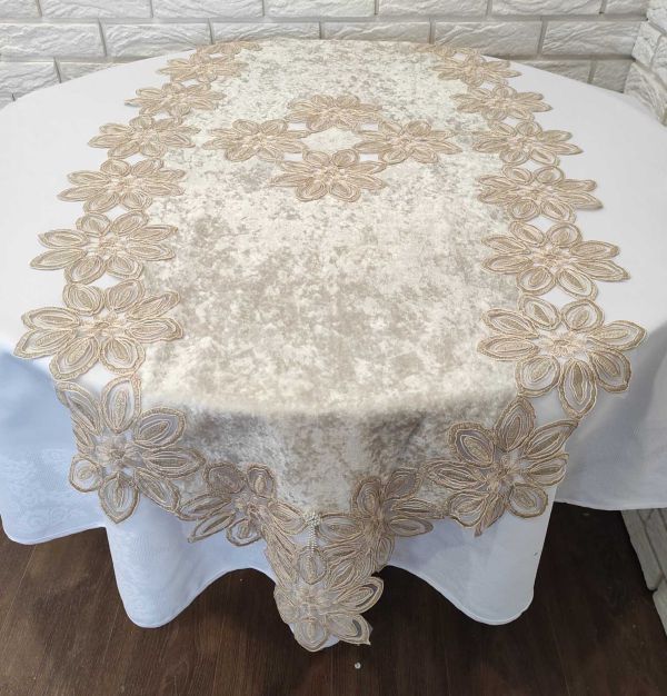 Доріжка велюрова Acme з мереживом 70*160 Daisy Cappicino