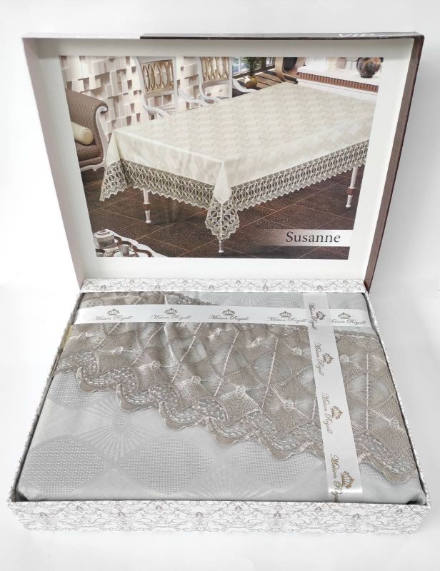 Скатертина з мереживом Maison Royale 160x260 ovale Susanne Grey