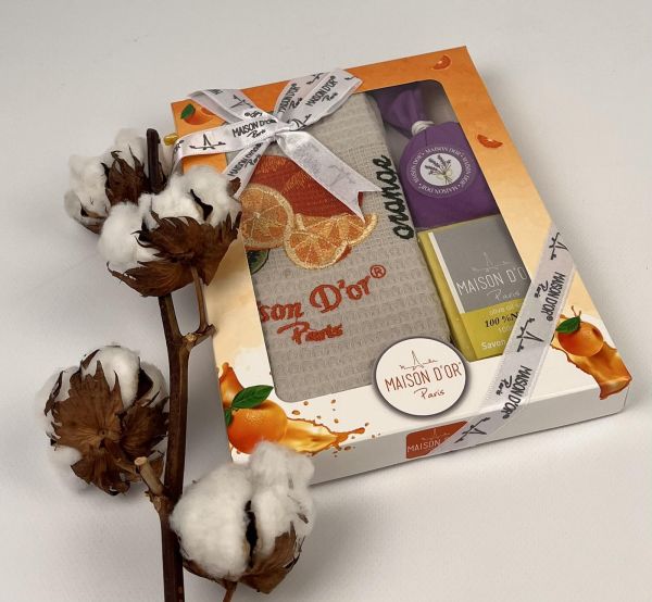Подарунковий кухонний рушник+мило саше Maison D'or "Lavender" Orange