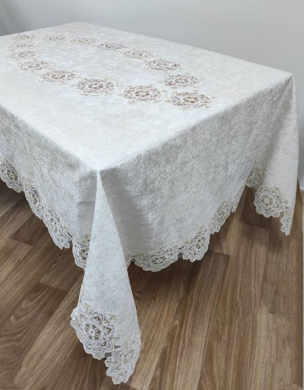 Скатертина Велюр Acme Tekstil 160x260 Star Krem PVS