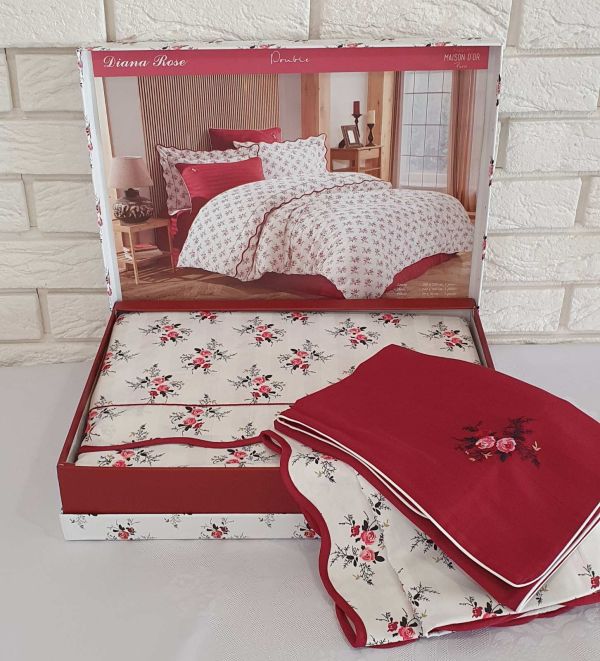 Постільна білизна Maison D'or сатин сімейна Diana Rose Red