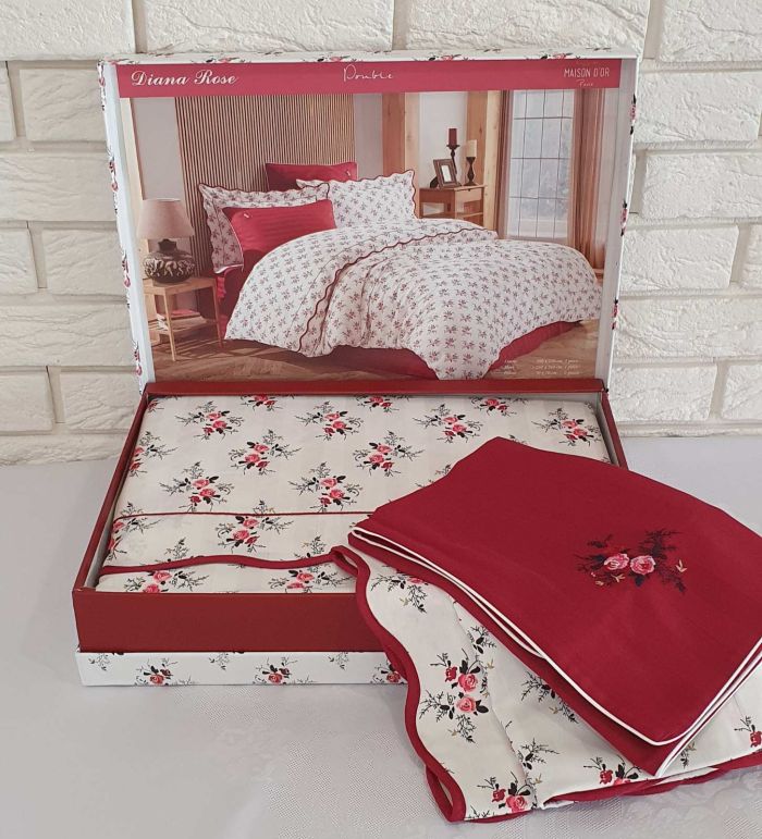 Постільна білизна Maison D'or сатин сімейна Diana Rose Red