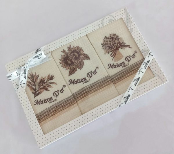 Подарунковий набір кухонних рушників Maison D'or Stripes Natural