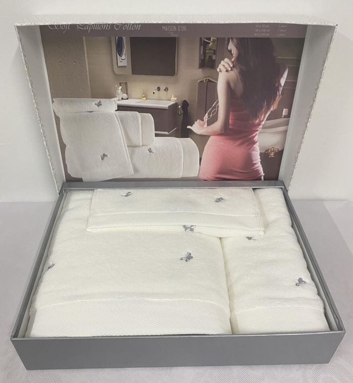 Рушники Maison D'or 3шт Reve De Papillon White-Grey