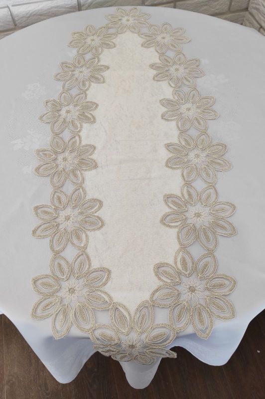 Доріжка велюрова Acme з мереживом 45*100 Daisy Cream