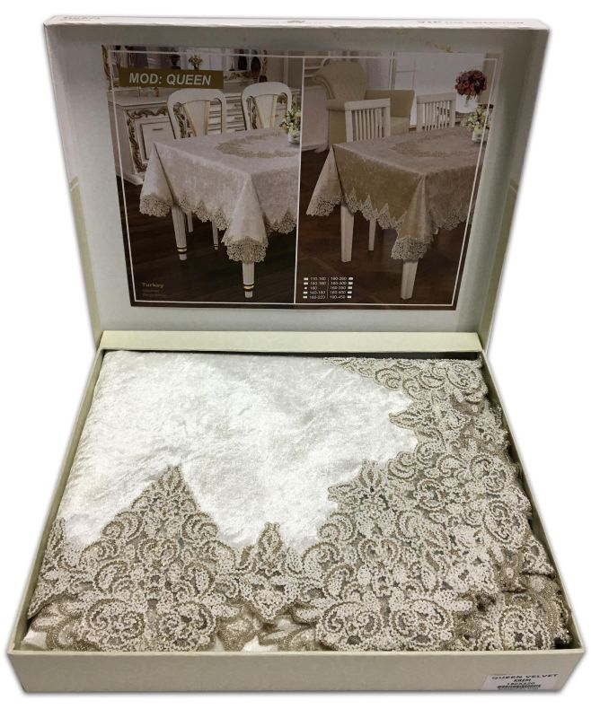 Скатертина Велюр Acme Tekstil 160x300 Quenn Cream