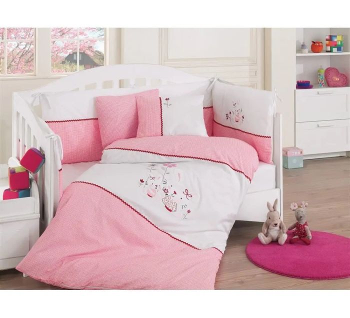 Постільна білизна Cotton Box з бортиками ранфорс 100x150 см Mommy Pembe