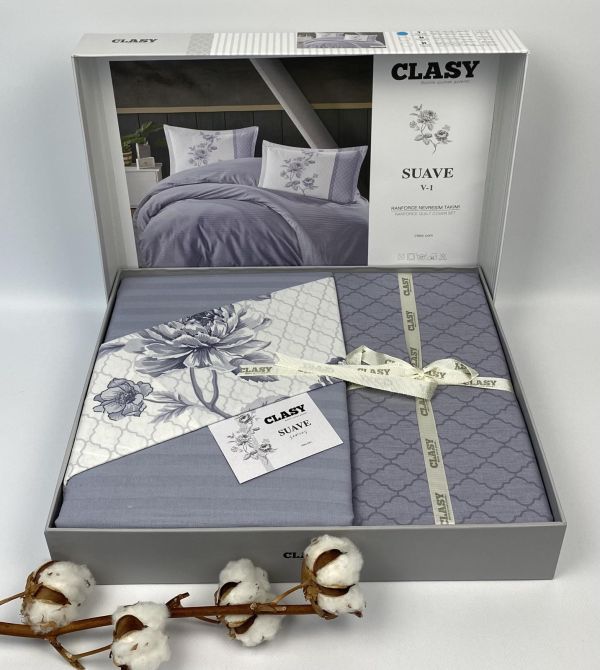 Постільна білизна CLASY ранфорс 200x220 см Suave V-1 Mavi