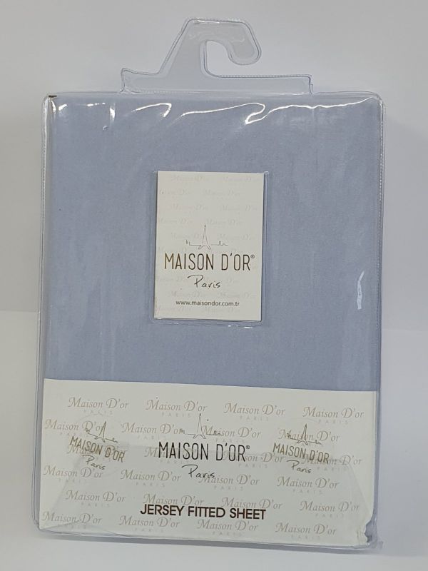 Простирадло на резинці 180x200 трикотаж з наволочками Maison D'or Blue