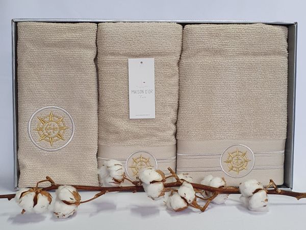 Рушники Maison D'or 3шт Elegance Marine Beige