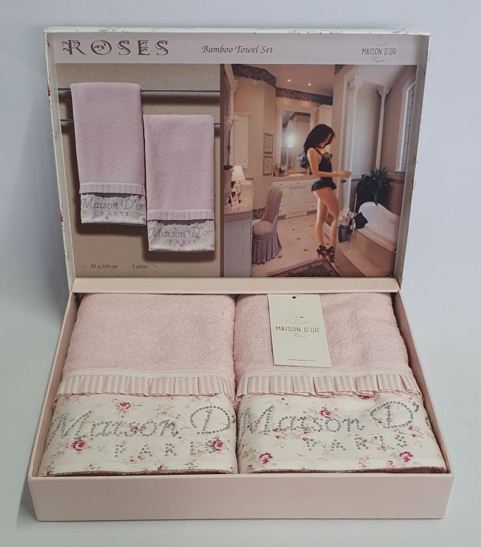 Рушники Maison D'or 2шт Roses Бамбук 50x100 Pink