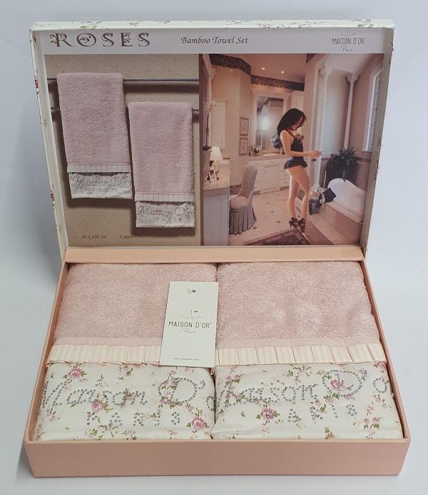 Рушники Maison D'or 2шт Roses Бамбук 50x100 Rose