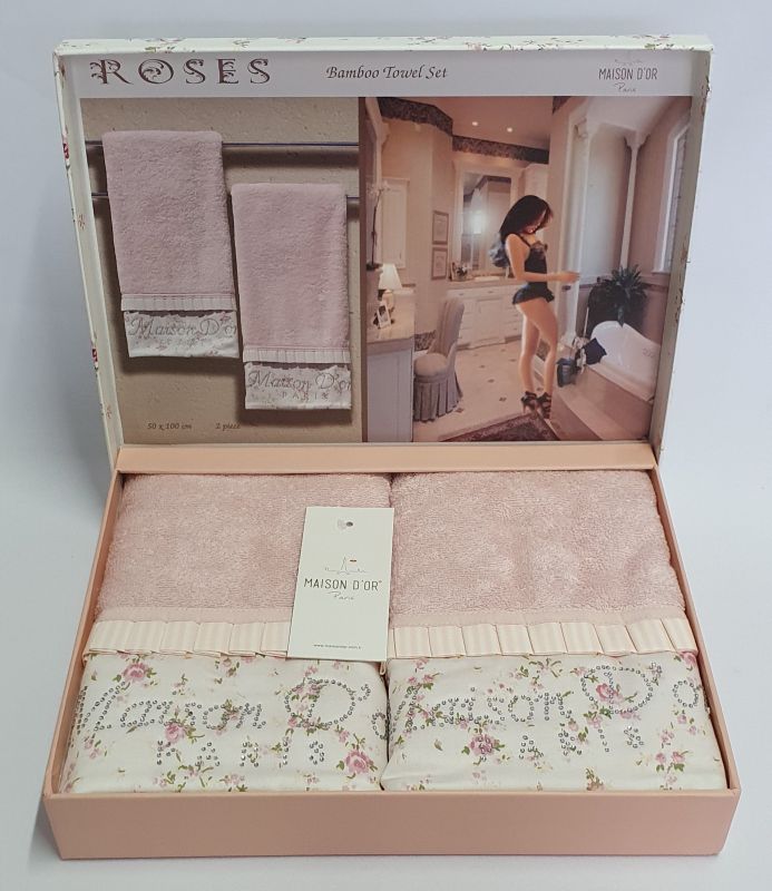Рушники Maison D'or 2шт Roses Бамбук 50x100 Rose