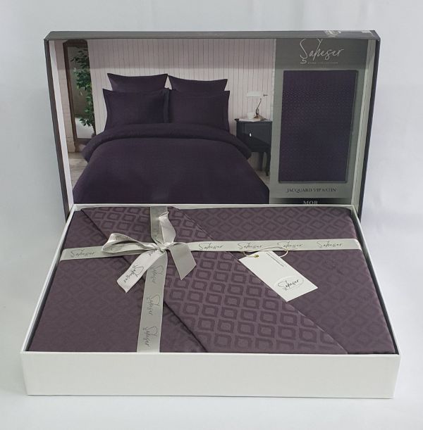 Постільна білизна Saheser Jacquard Vip Satin 200X220 Diamond Mor