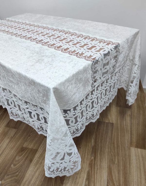 Скатертина Велюр Acme Tekstil 160x300 Amora Krem  PVS