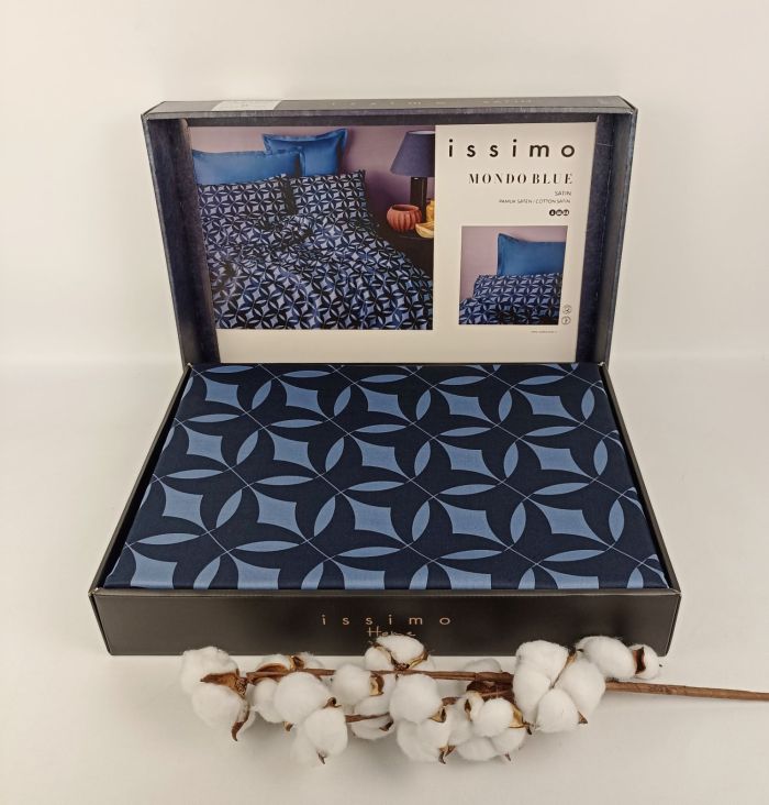 Постільна білизна Issimo Home сатин сімейна MONDO BLUE