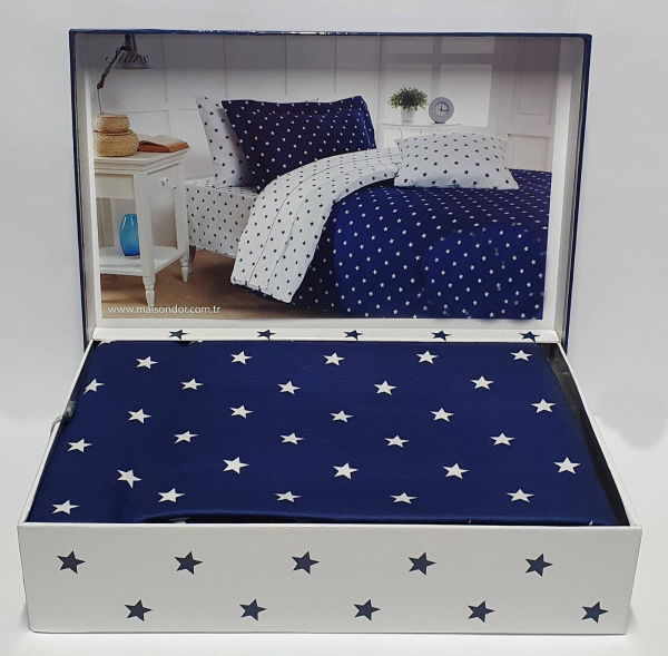 Постільна білизна Maison D'or сатин 200х220 Stars Navy
