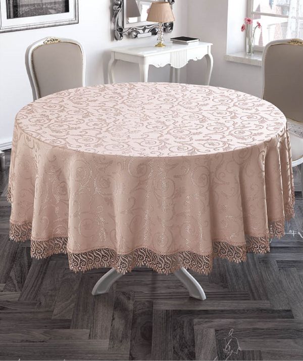Скатертина мереживо Maison Royale 160 Круг KDK Yesil
