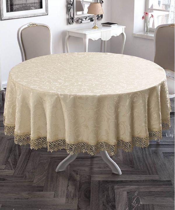 Скатертина мереживо Maison Royale 160 Круг KDK Cappucino