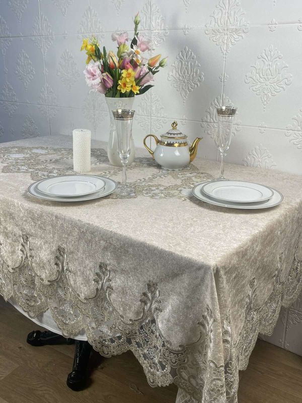 Скатертина Велюр Acme Tekstil 160x220 Lisa Cappucino PVS