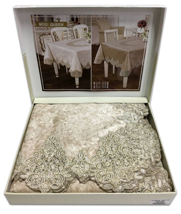 Скатертина Велюр Acme Tekstil 160x300 Quenn Capiccino