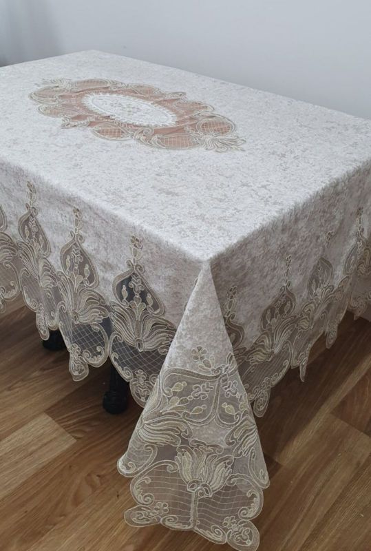 Скатертина Велюр Acme Tekstil 160x260 Lale Gold PVS