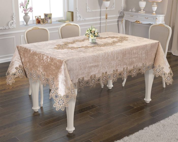 Скатертина Велюр Acme Tekstil 160x300 Daisy Capiccino PVS