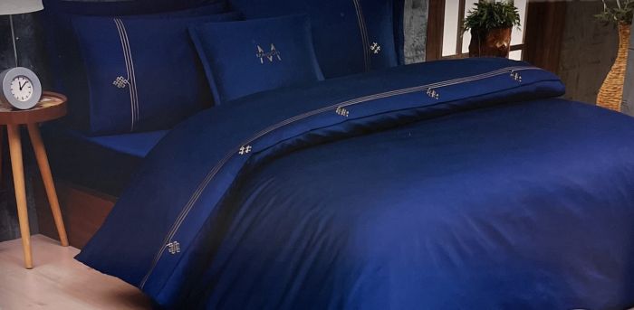 Постільна білизна Maison D'or Deluxe сатин 200х220 Navy-Brown