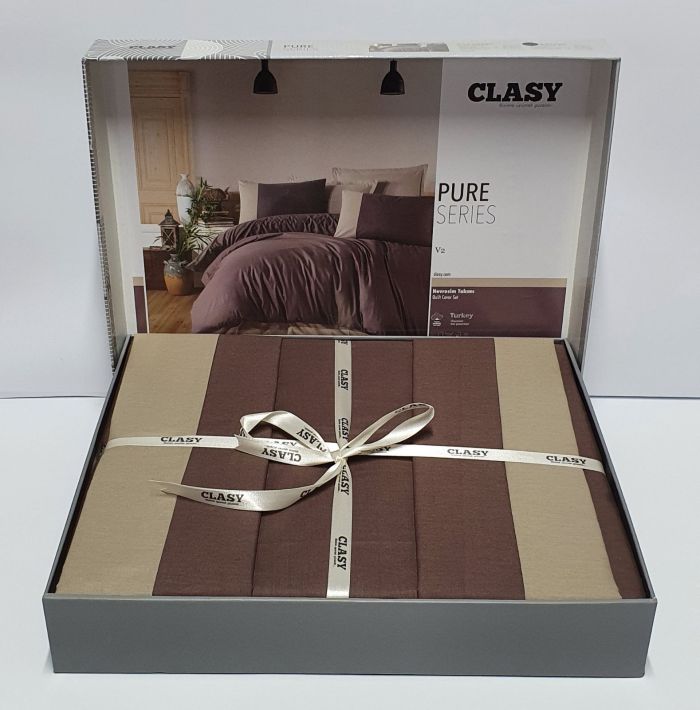 Постільна білизна CLASY ранфорс 200*220 см Pure Series V-2 Kahve
