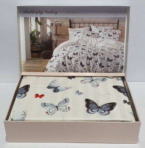 Постільна білизна Maison D'or сатин 200х220 Butterfly Valley Blue