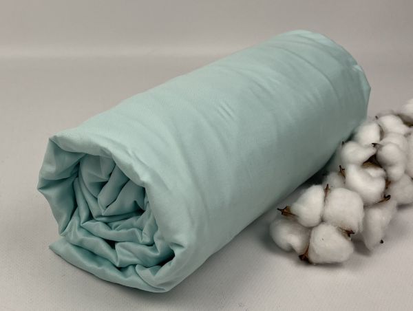 Простирадло на резинці з наволочками Belizza 180x200+30см сатин Baby Blue