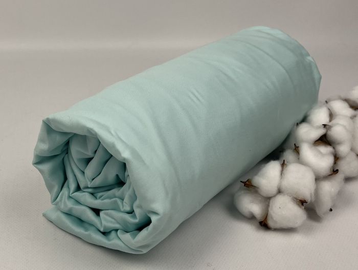 Простирадло на резинці з наволочками Belizza 180x200+30см сатин Baby Blue