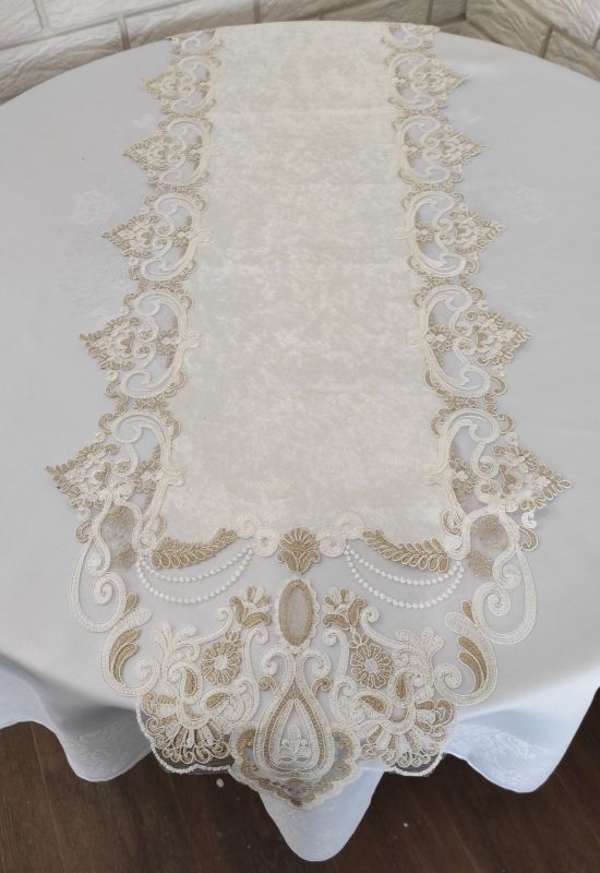 Доріжка велюрова Acme з мереживом 45*140 Melisa Krem