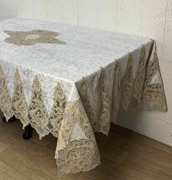 Скатертина Велюр Acme Tekstil 160x220 Laris Krem PVS