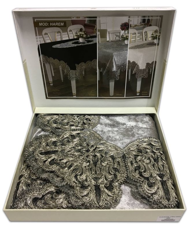 Скатертина Велюр Acme Tekstil 110x160 Harem Silver