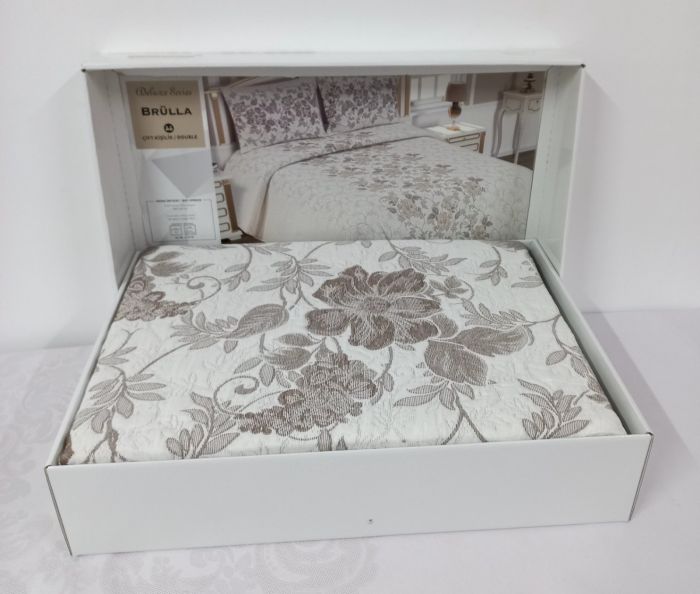Покривало My Bed Жаккард 240x260 з наволочками Burulla Cappucino
