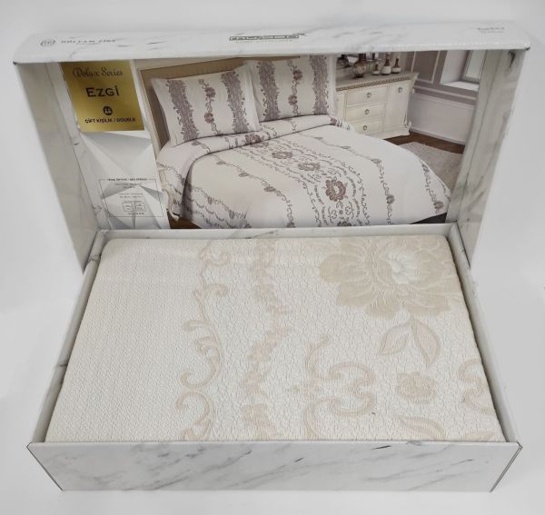 Покривало My Bed Жакард 240x260 з наволочками Ezgi Beige