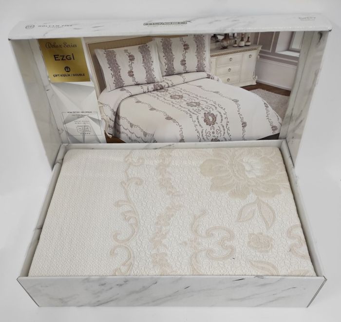 Покривало My Bed Жакард 240x260 з наволочками Ezgi Beige