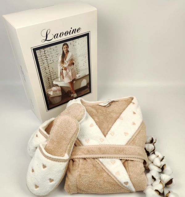 Халат жіночий Maison D'or Lavoine Hearts Nude L