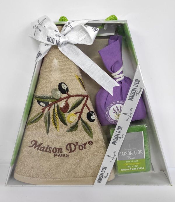 Подарунковий кухонний рушник+мило саше Maison D'or "Olive" Beige