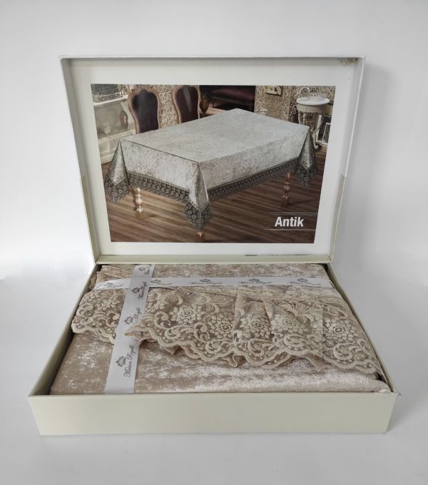 Скатертина Велюр Maison Royale 140x180 ovale Antik Cappucino