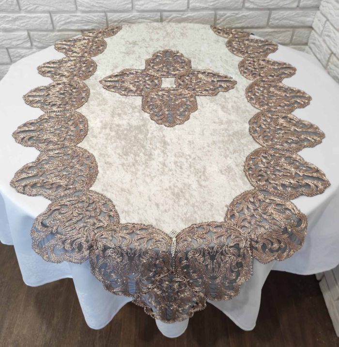 Доріжка велюрова Acme з мереживом 70*160 Harem Cappicino